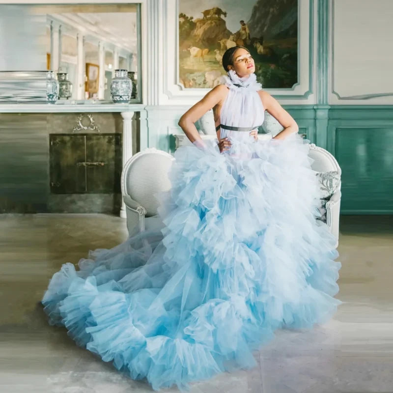 Robe de Cérémonie Bleue en Tulle - Maison Tulle