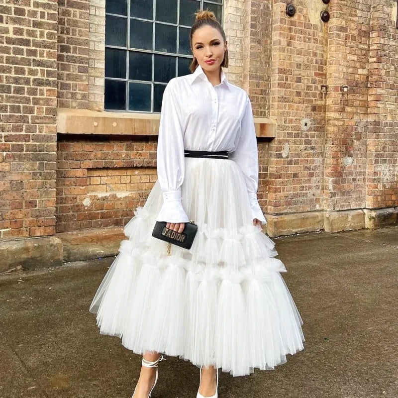 Jupe en Tulle Blanche Grande Taille