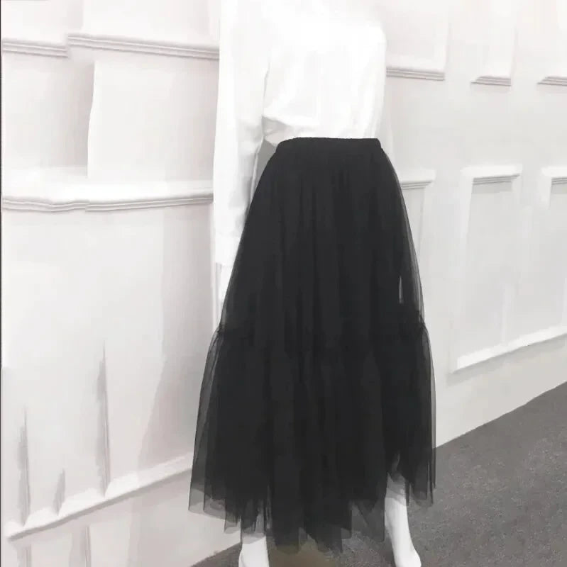 Jupe en Tulle Noire Evasée - Maison Tulle