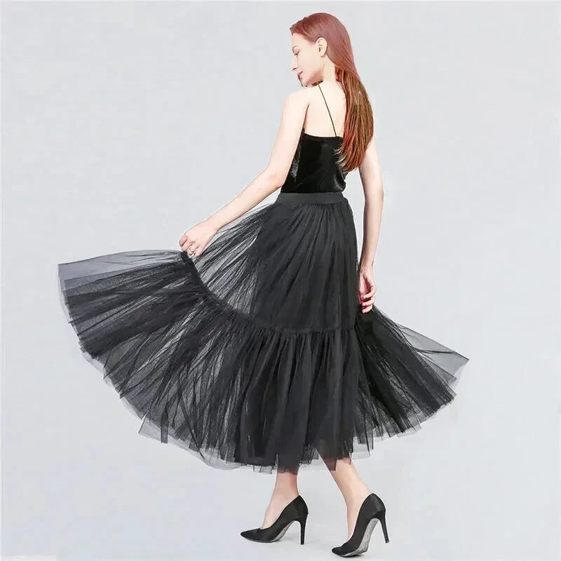 Jupe en Tulle Noire Evasée - Maison Tulle
