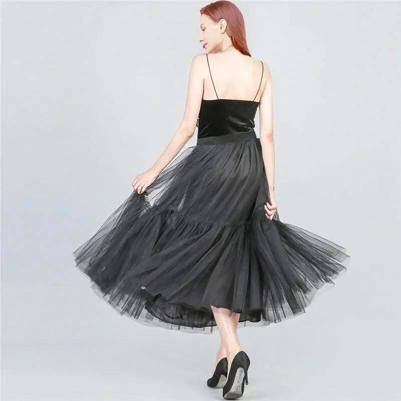 Jupe en Tulle Noire Evasée - Maison Tulle