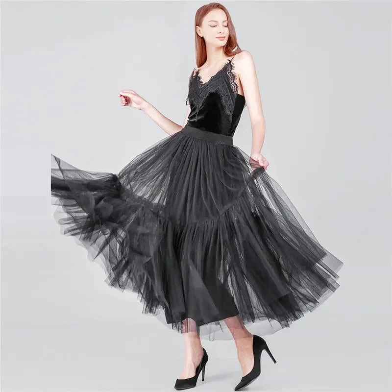 Jupe en Tulle Noire Evasée - Maison Tulle