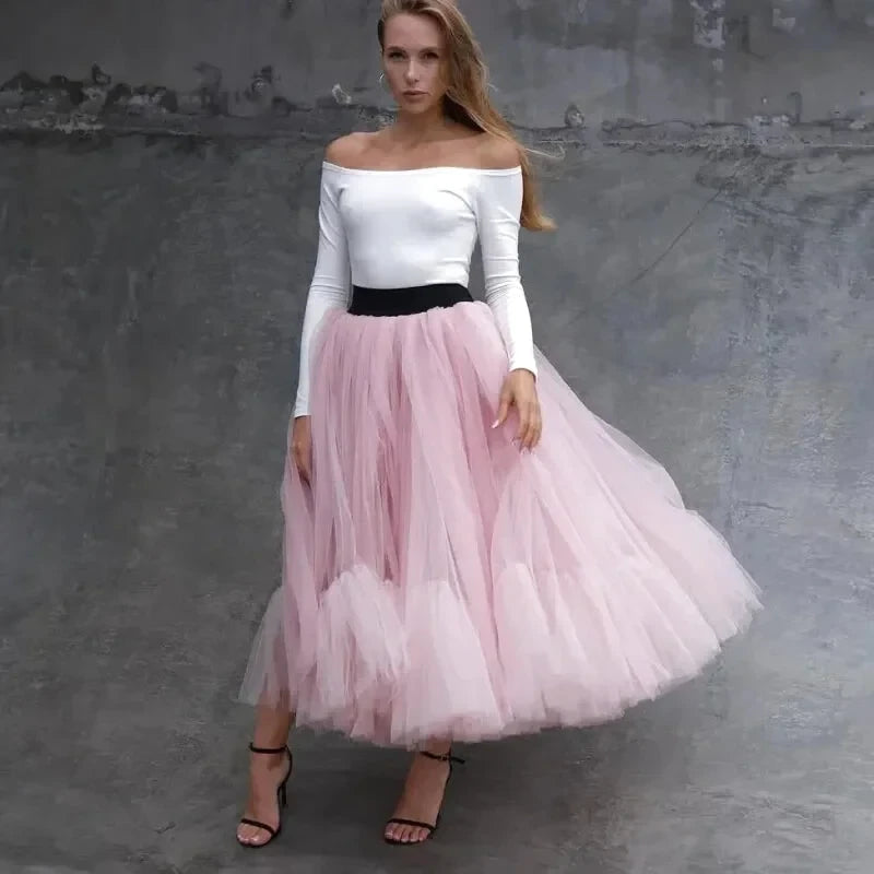 Jupe Longue Tulle Rose