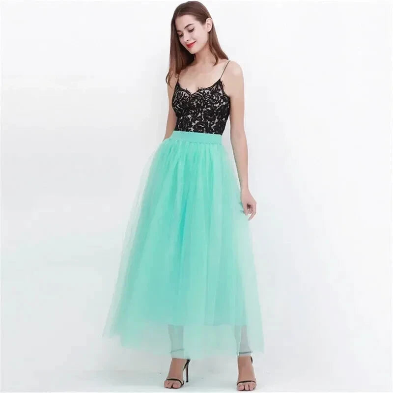 Jupe Longue Tulle Vert D'eau - Maison Tulle