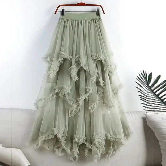 Jupe Longue Tulle Vert Sauge - Maison Tulle