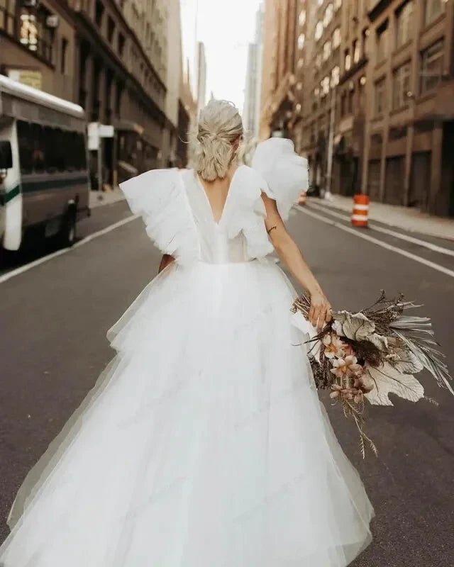 Robe Asymétrique avec Traine Tulle - Maison Tulle