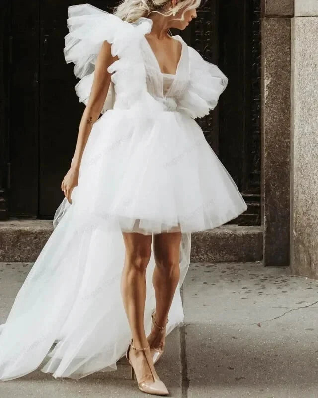 Robe Asymétrique avec Traine Tulle - Maison Tulle