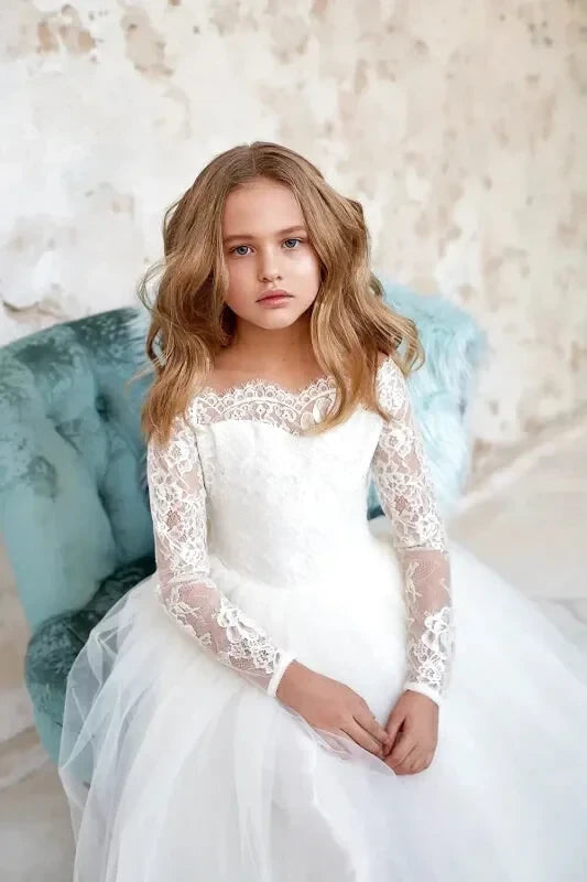 Robe Blanche Tulle Fille - Maison Tulle