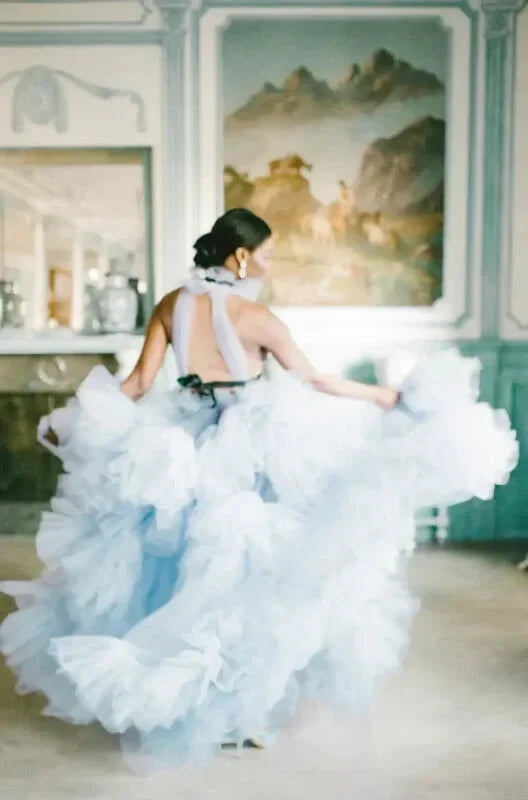 Robe de Cérémonie Bleue en Tulle - Maison Tulle