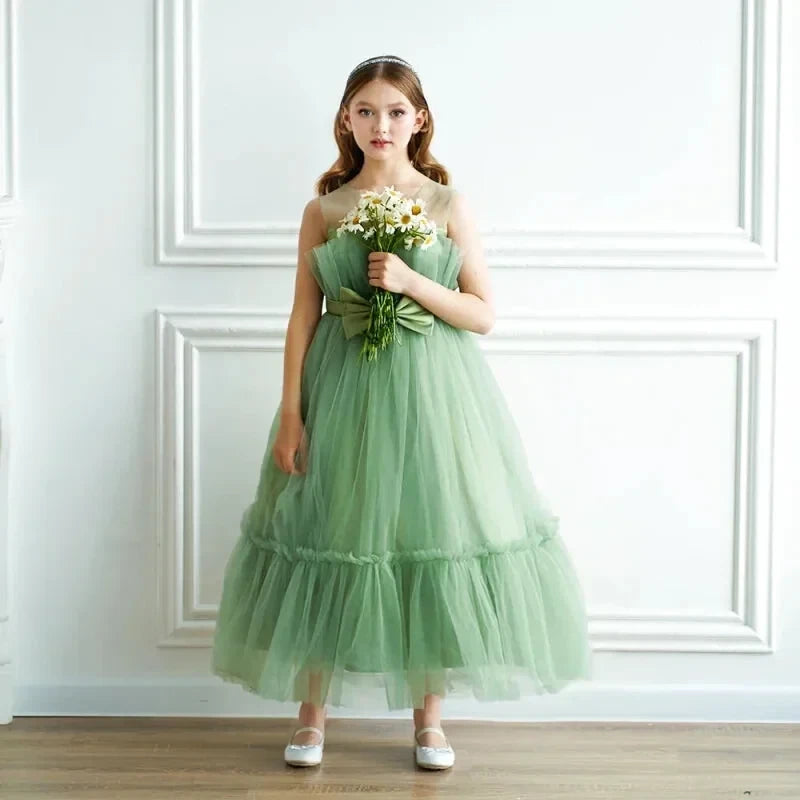 Robe Enfant Tulle Vert Menthe