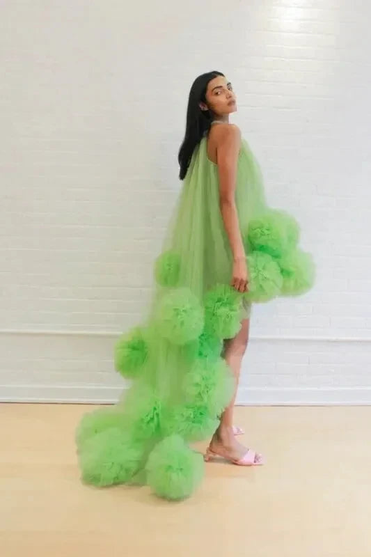 Robe Longue Tulle et Froufrou Verte