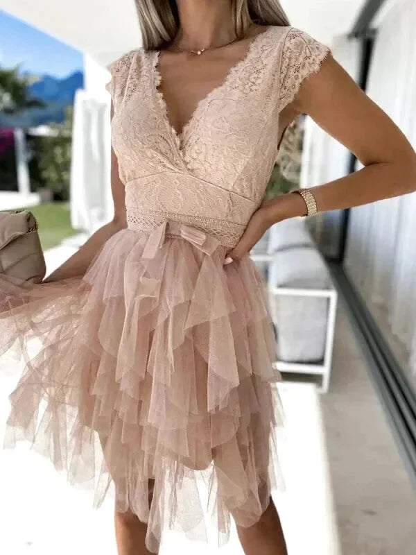 Robe tulle rose poudré sale