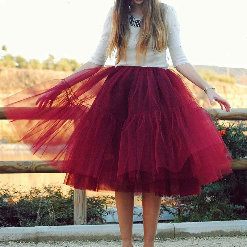 Jupe Courte en Tulle Rouge - Maison Tulle