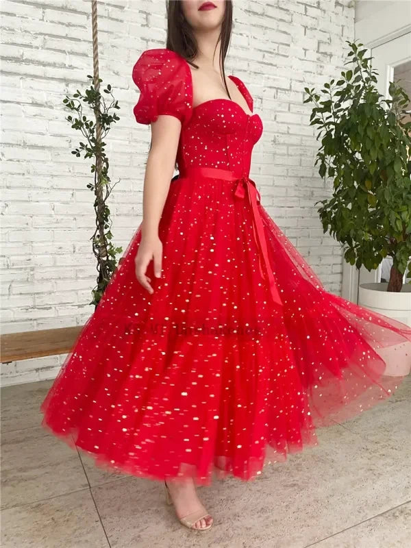 Robe Rouge Tulle Paillette - Maison Tulle