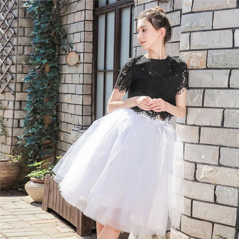 Jupe en Tulle Blanche Mi-longue - Maison Tulle