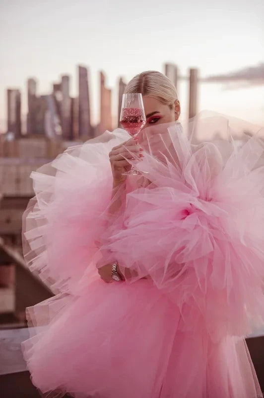 Robe de Soirée en Tulle Rose - Maison Tulle