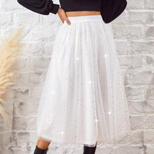 Jupe Blanche Tulle Paillettes