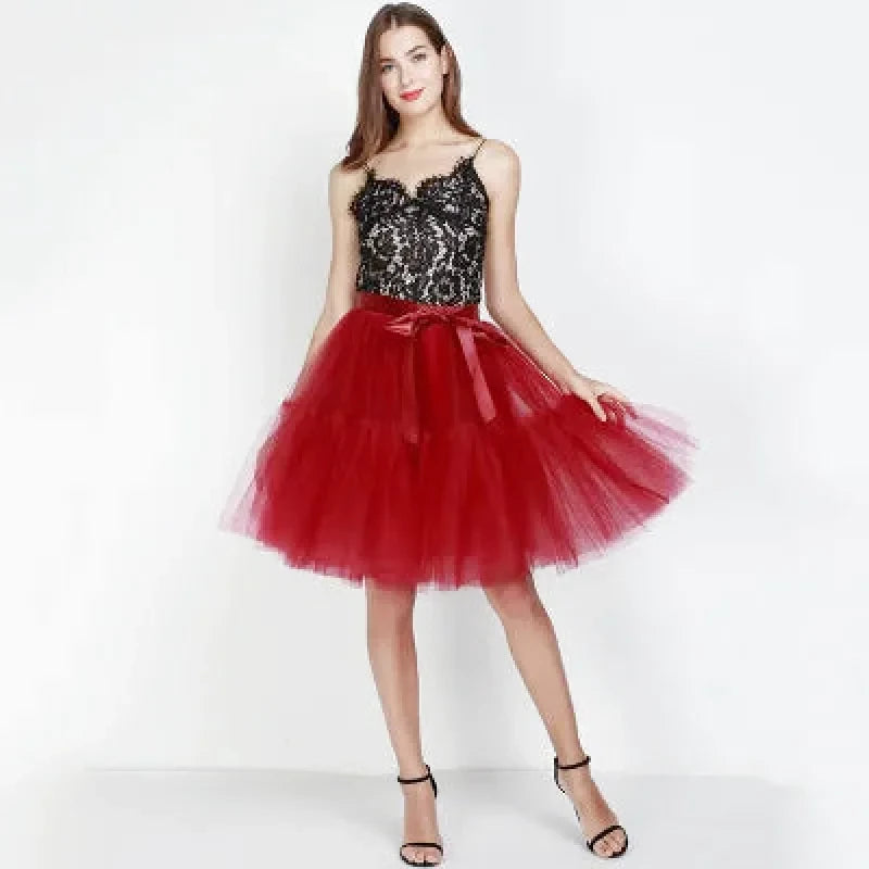 Jupe Courte en Tulle Rouge - Maison Tulle