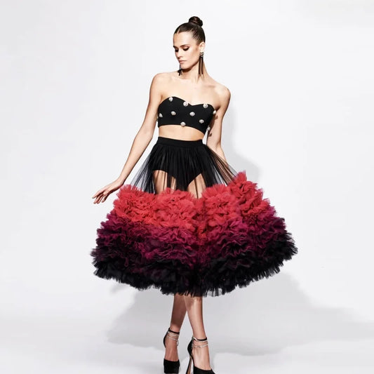 Jupe en Tulle Noire et Rouge - Maison Tulle