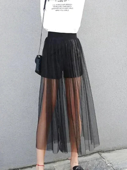 Jupe Longue en Tulle Transparent