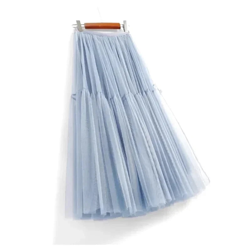 Jupe Longue Tulle Bleu - Maison Tulle