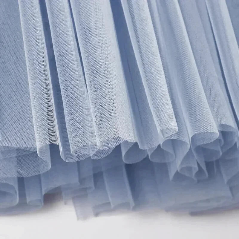 Jupe Longue Tulle Bleu - Maison Tulle