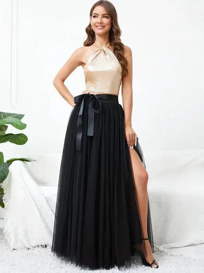 Jupe Longue Tulle Noire - Maison Tulle