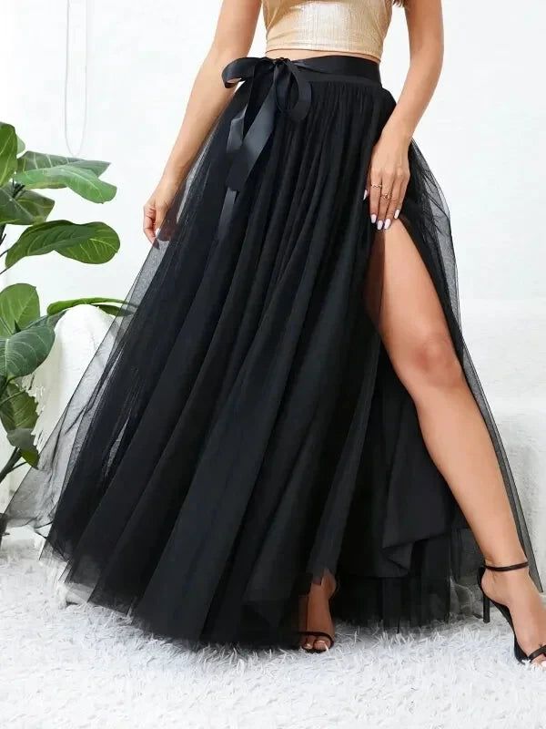 Jupe Longue Tulle Noire - Maison Tulle