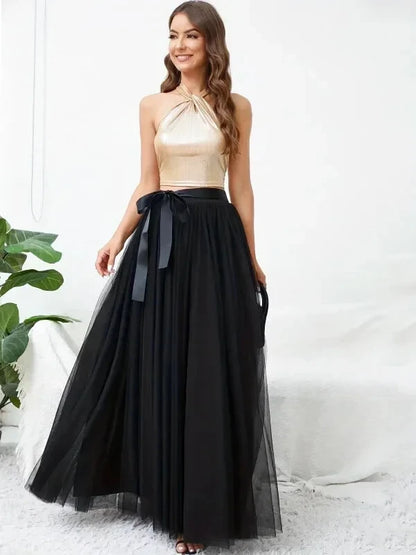 Jupe Longue Tulle Noire - Maison Tulle