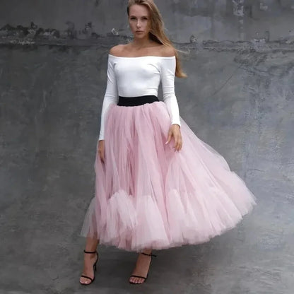 Jupe Longue Tulle Rose - Maison Tulle