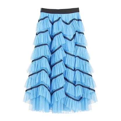 Jupe Mi-longue Tulle Fendue Bleu Ciel - Maison Tulle