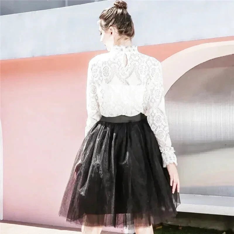 Jupe Mi-longue Tulle Noire - Maison Tulle