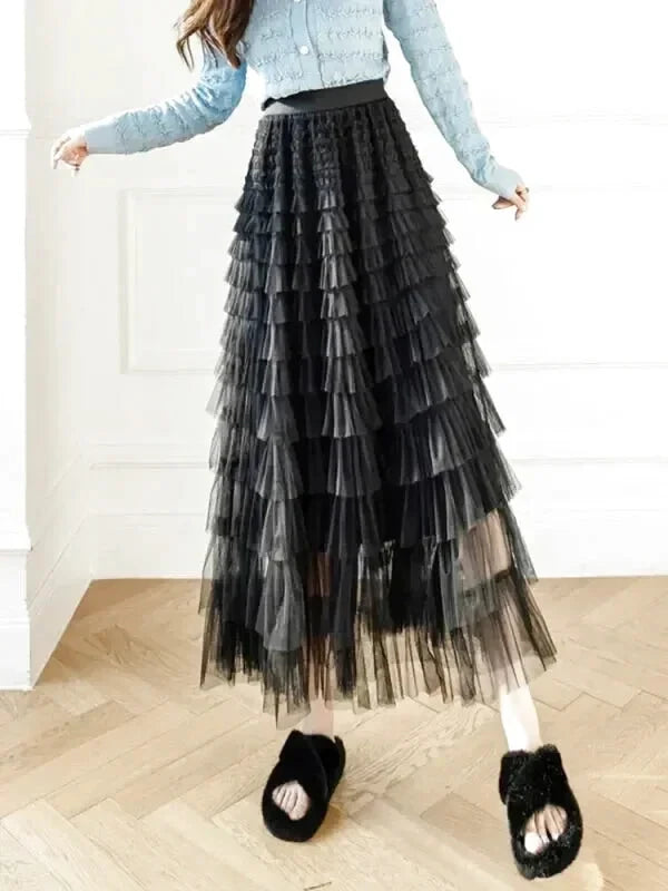 Jupe Noire à Volants Tulle - Maison Tulle