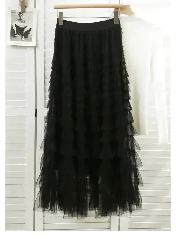 Jupe Noire à Volants Tulle - Maison Tulle