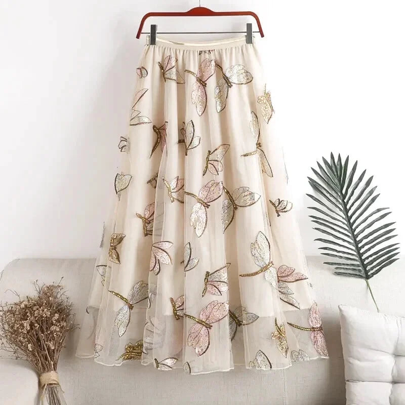 Jupe Tulle Broderie Insecte - Maison Tulle