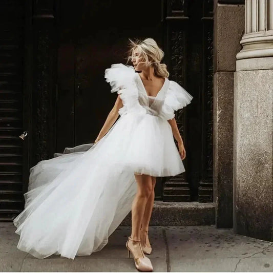 Robe Asymétrique avec Traine Tulle - Maison Tulle