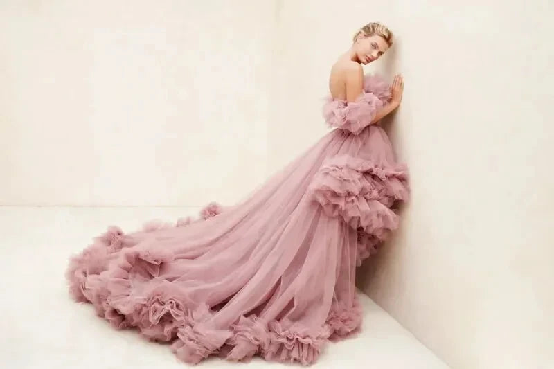 Robe avec Traine en Tulle - Maison Tulle