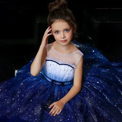 Robe Bleu Fille Tulle - Maison Tulle