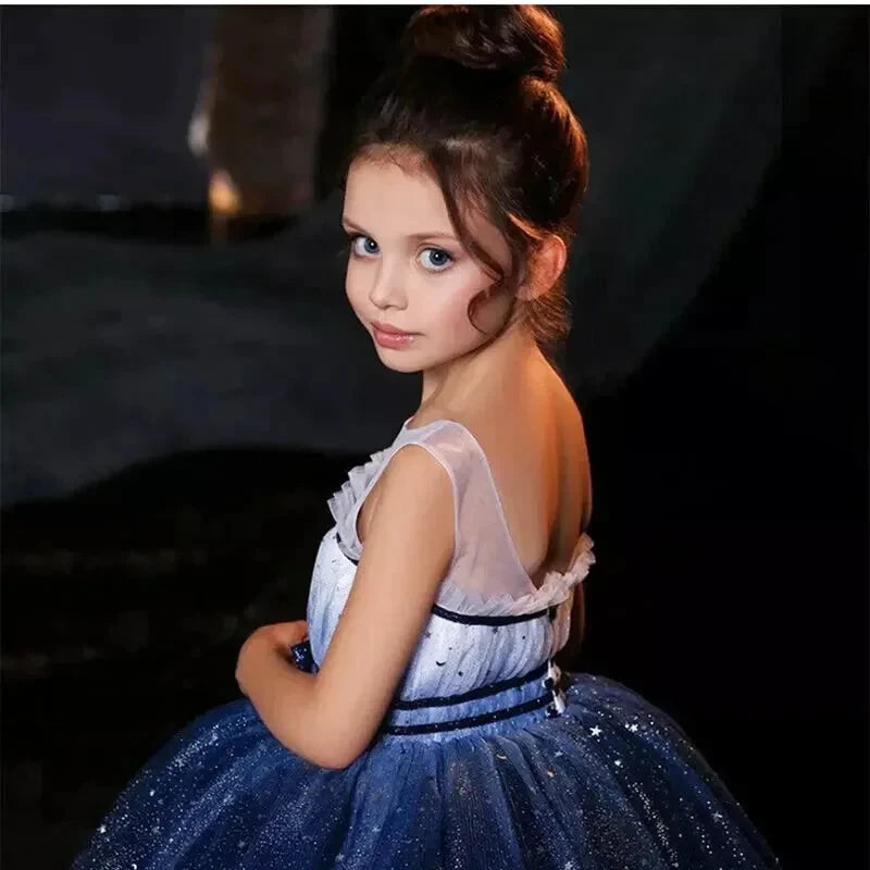 Robe Bleu Fille Tulle - Maison Tulle