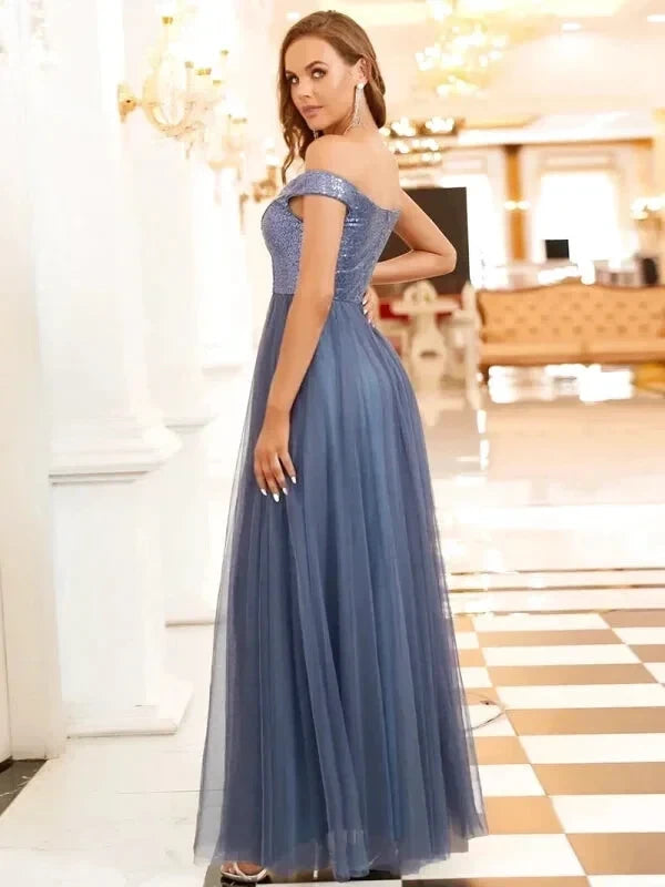 Robe Bleu Tulle Plissé Femme - Maison Tulle