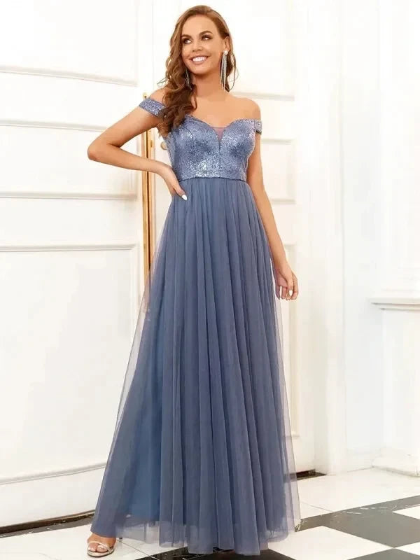 Robe Bleu Tulle Plissé Femme - Maison Tulle