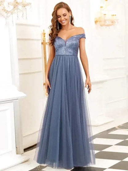 Robe Bleu Tulle Plissé Femme - Maison Tulle