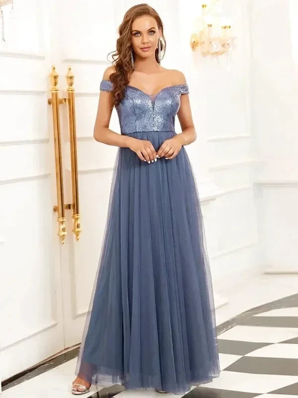 Robe Bleu Tulle Plissé Femme - Maison Tulle