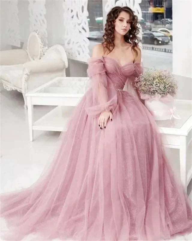 Robe Cérémonie Rose Poudrée avec Tulle - Maison Tulle