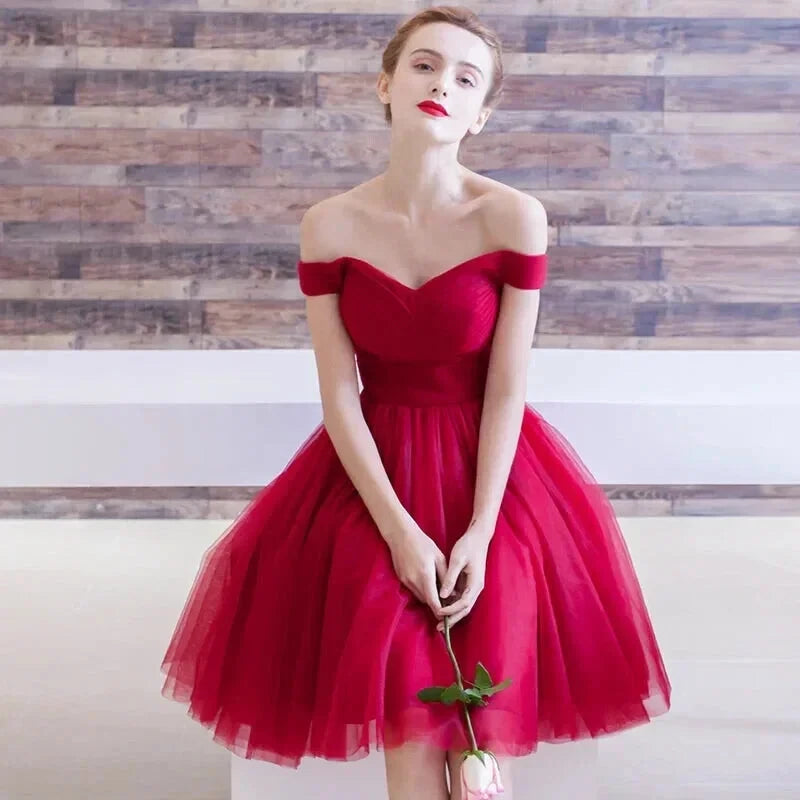 Robe Cocktail Courte Tulle Rouge - Maison Tulle