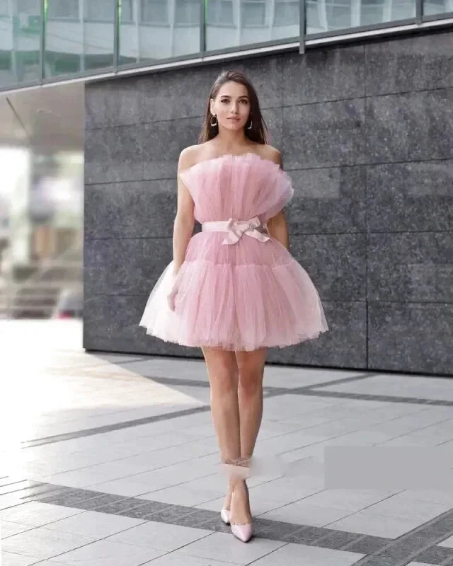 Robe Courte Tulle Rose - Maison Tulle