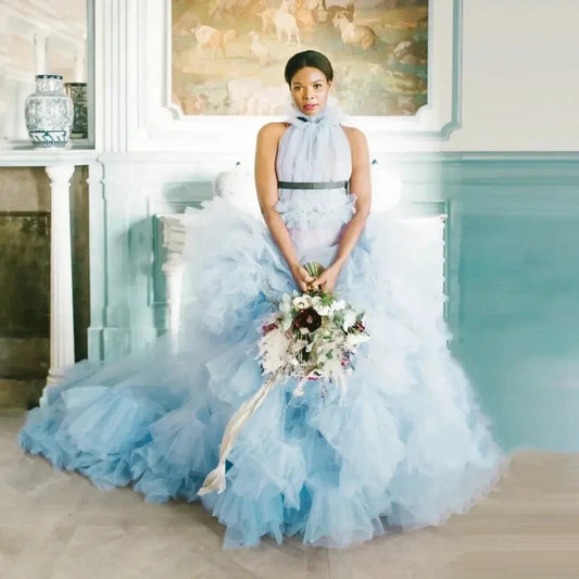 Robe de Cérémonie Bleue en Tulle - Maison Tulle