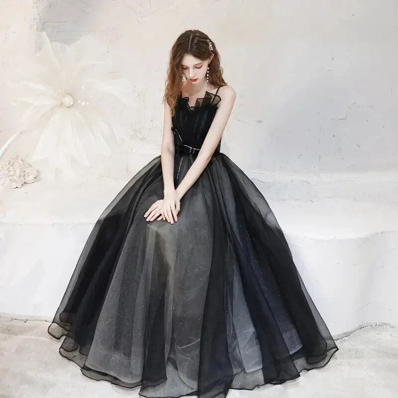 Robe de Cocktail Tulle Pailleté Noire - Maison Tulle