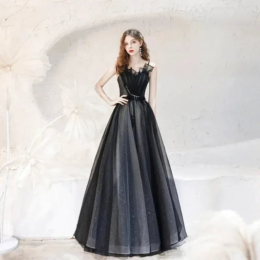 Robe de Cocktail Tulle Pailleté Noire - Maison Tulle