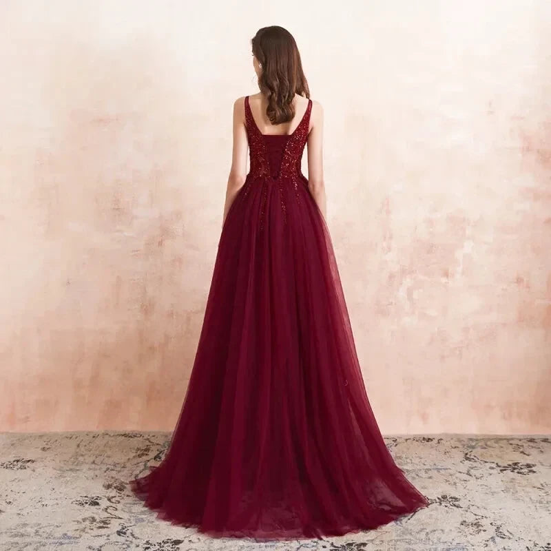 Robe de Soirée en Tulle Rouge - Maison Tulle